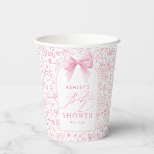 Gobelets En Papier Arc floral mignon en chintz avec ruban rose pour B