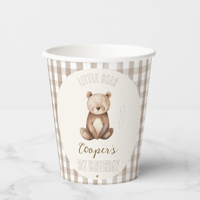 Gobelets En Papier Arche Brown moderne Notre petit ours 1er anniversa (Recto)