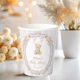 Gobelets En Papier Arche de Nounours Vintage Baby Shower