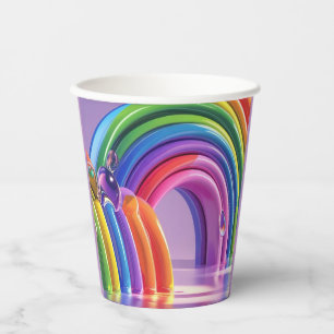 Gobelets En Papier Arcs-en-ciel déformés