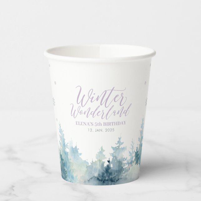 Gobelets En Papier Argent et violet hiver Wonderland Anniversaire des (Gauche)