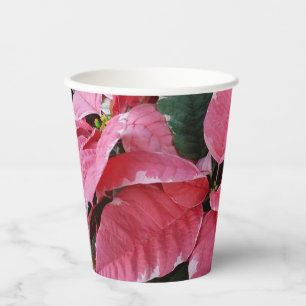 Gobelets En Papier Argent Star Marbre Poinsettias Pink Holiday Floral