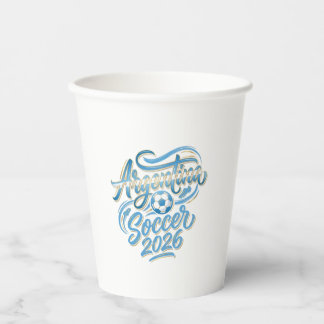 Gobelets En Papier Argentine Football 2026 Football Gras Pays Typogra