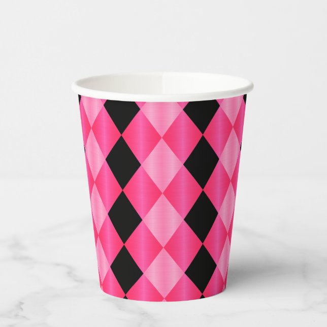 Gobelets En Papier Arlequin plié, COUPES DE PARTI Pink-Black PAPER (Gauche)