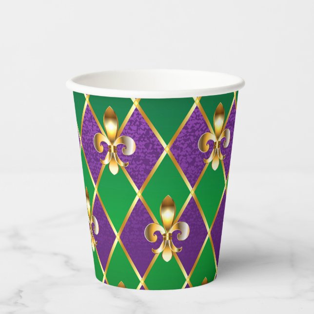 Gobelets En Papier Arrière - plan de bijoux Mardi Gras (Recto)