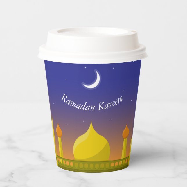 Gobelets En Papier Art typographique du croissant islamique Ramadan K (Recto)
