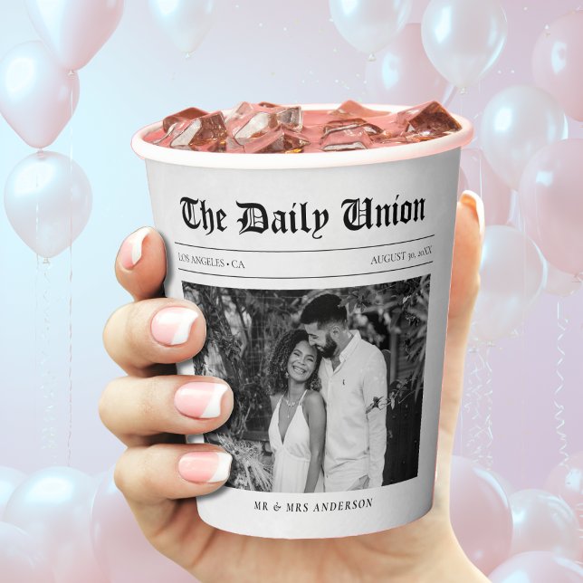 Gobelets En Papier Article de journal de mariage (Newspaper Article Wedding Paper Cups
)