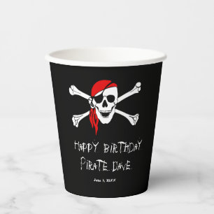 Gobelets En Papier Assiettes en papier crâne et os croisés de Pirate