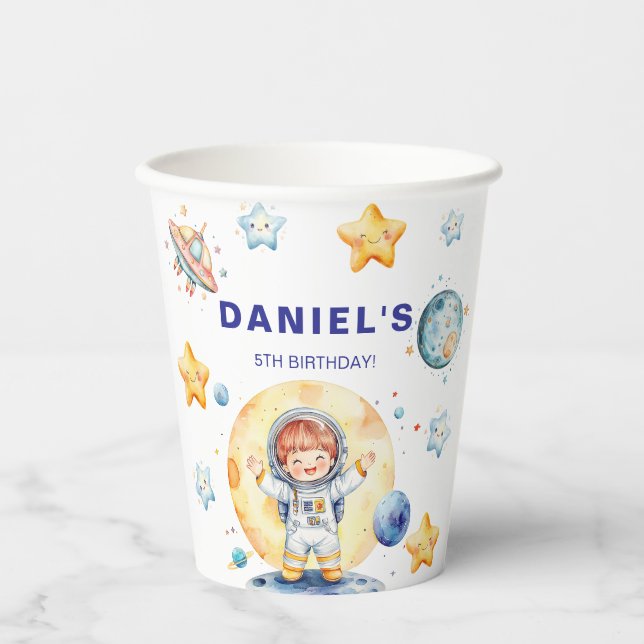 Gobelets En Papier Astronaut Space-Themed Custom Birthday Party (Recto)