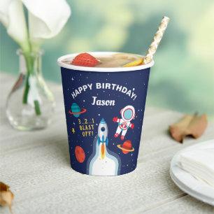 Gobelets En Papier Astronaut vaisseau spatial Rockship