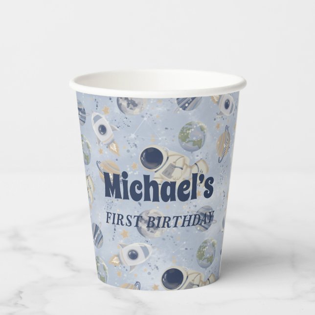 Gobelets En Papier Astronaute de la galaxie spatiale (Verso)