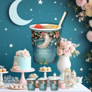 Gobelets En Papier Au-dessus de la lune Floral Fleurs roses Baby show