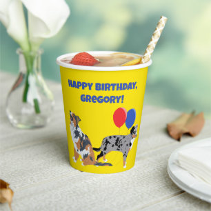 Gobelets En Papier Aussies Australian Shelpherds et Balloons du Parti