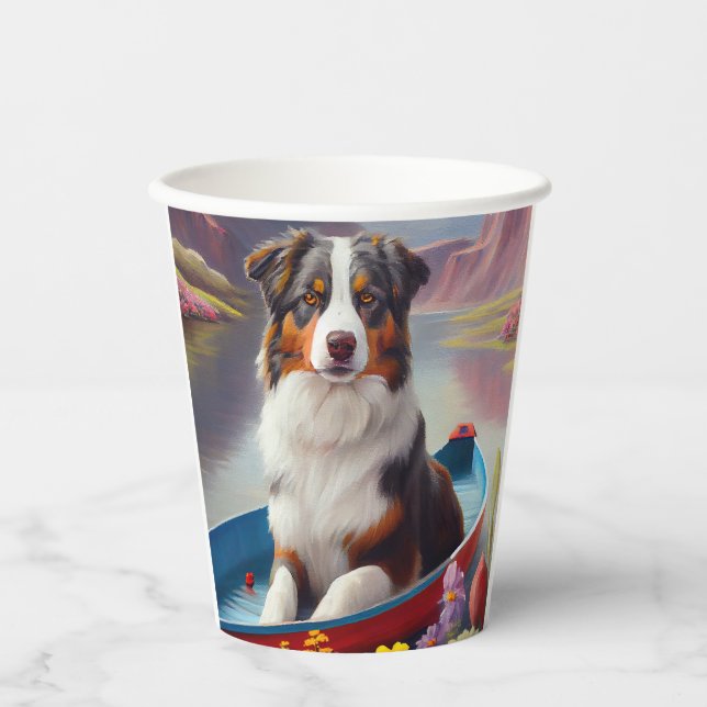 Gobelets En Papier Australian Shepherd on Paddle : Une aventure Pitto (Recto)