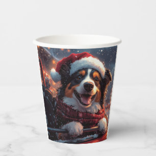 Gobelets En Papier Australie Kelpie Dog Roller Dessous de verre Noël