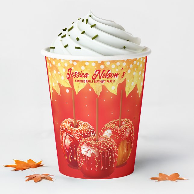 Gobelets En Papier Automne Automne Canted Apple Party (Fall Autumn Candied Apple Party Paper Cups
)
