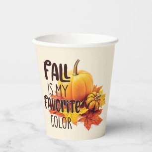 Gobelets En Papier Automne est ma couleur préférée - Citrouille & Feu