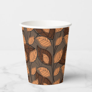 Gobelets En Papier Automne Feuilles Brown
