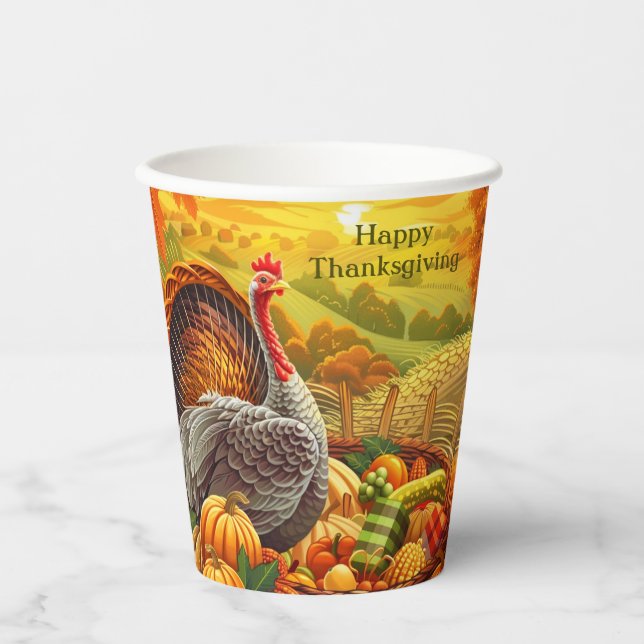 Gobelets En Papier Automne Turquie Citrouilles Thanksgiving tasses de (Recto)