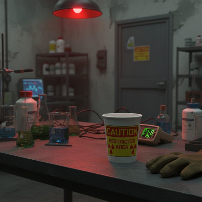 Gobelets En Papier Avertissement de danger de rayonnement dans les zo (Créateur téléchargé)