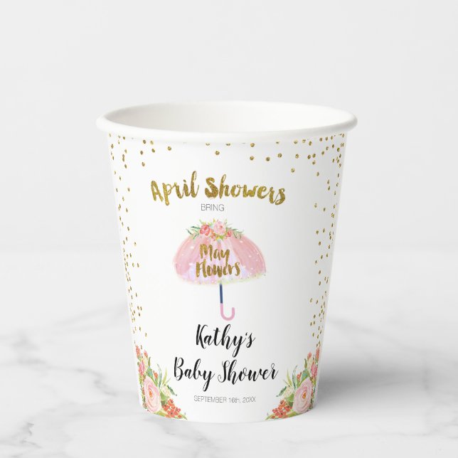 Gobelets En Papier Avril Douches Apportent Mai Baby shower Fleur (Recto)