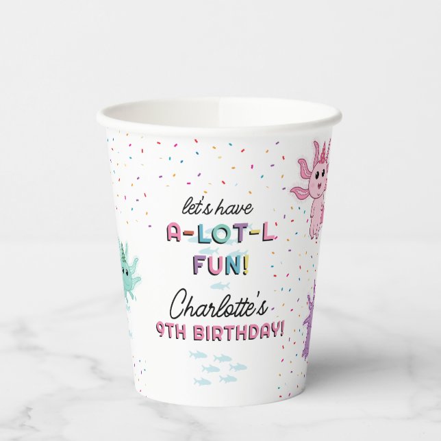Gobelets En Papier Axolotl Kids Cute Salamander Anniversaire (Gauche)