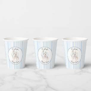 Gobelets En Papier Baby Blue White Horses Stripes Baby Shower
