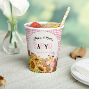 Gobelets En Papier Baby Girl Rose En vichy Sunflowers Baby Q BBQ