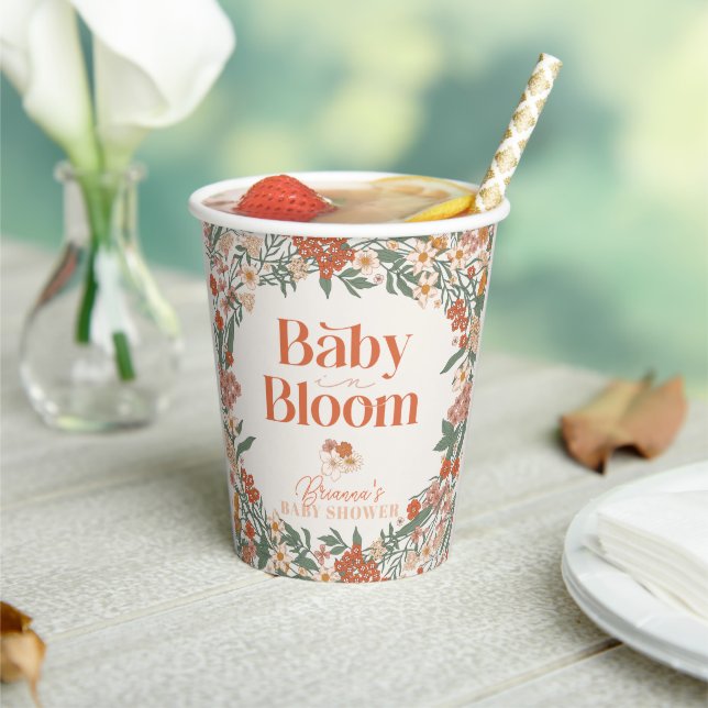 Gobelets En Papier Baby in Bloom Boho Wildflower Baby Shower (Insitu)
