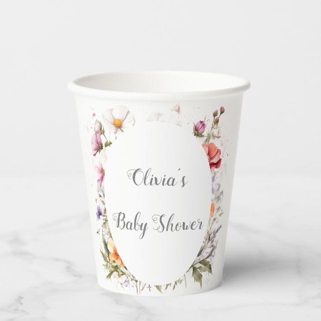 Gobelets En Papier Baby in Bloom Fleur sauvage Baby shower Lilac (Recto)