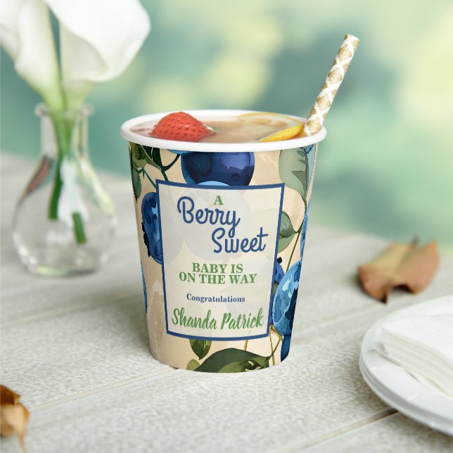 Gobelets En Papier Baby shower à thème Berry Sweet Blueberry (Insitu)