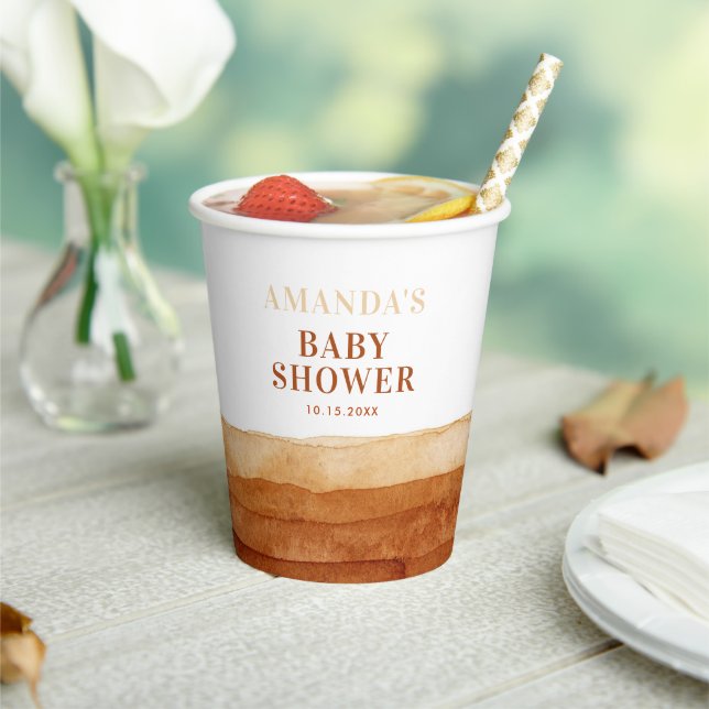 Gobelets En Papier Baby shower Abstrait de Terracotta Boho (Insitu)