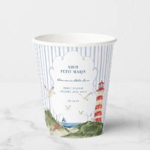 Gobelets En Papier Baby Shower Ahoy Petit Marin Nautique
