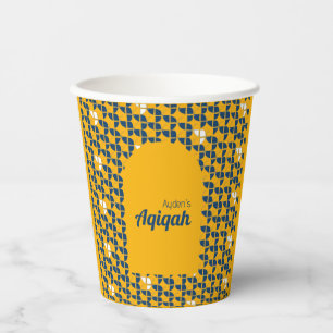 Gobelets En Papier BABY SHOWER Aqiqa bleu jaune SHRIMPLY