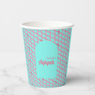 Gobelets En Papier BABY SHOWER Aqiqa rose Turquoise