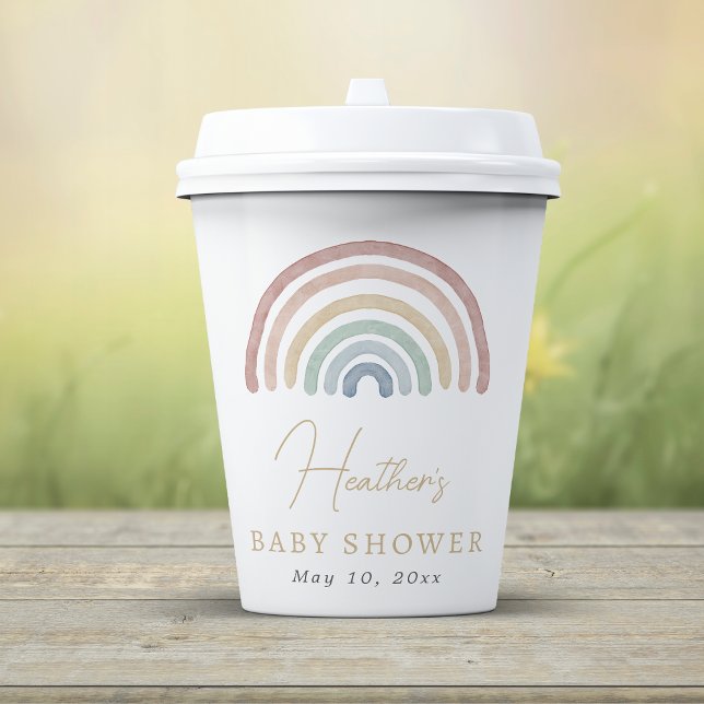 Gobelets En Papier Baby shower arc-en-ciel Boho (Boho Colorful Watercolor Rainbow Baby Shower Paper Cups Table Decor by Painted Paperie
)