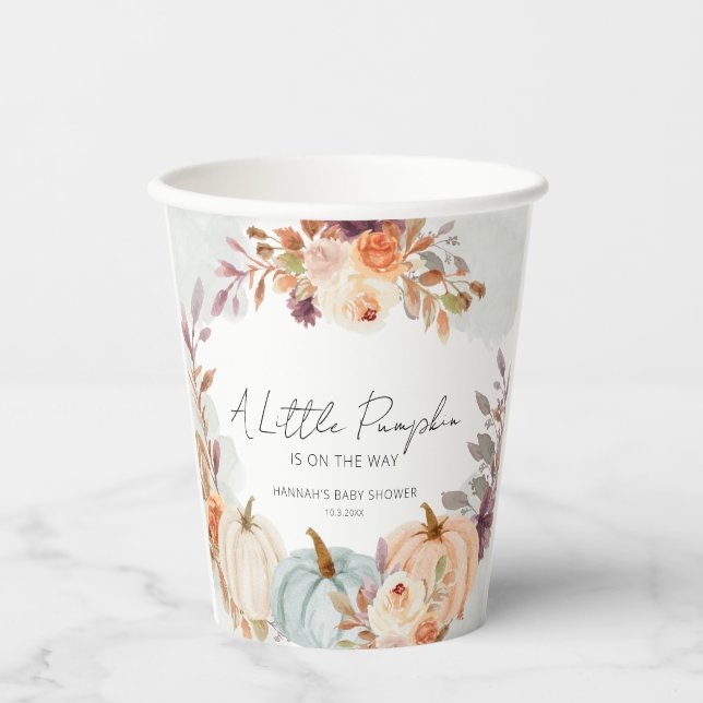 Gobelets En Papier Baby shower Automne Un Peu Citrouille (Recto)