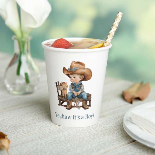 Gobelets En Papier Baby shower Baby Cowboy (Insitu)
