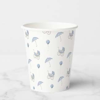 Gobelets En Papier Baby shower Bébé Bleu Cute Buggy