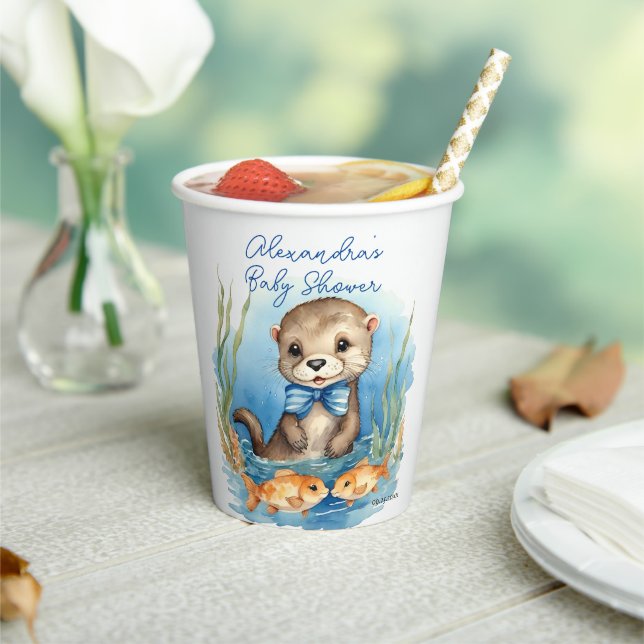 Gobelets En Papier Baby shower bébé Otter Boy (Insitu)