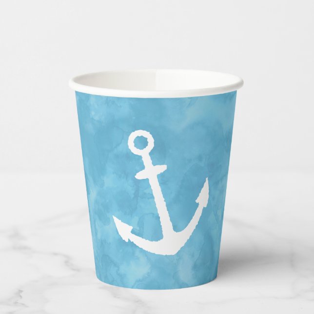 Gobelets En Papier Baby shower bleu Ancre nautique (Gauche)