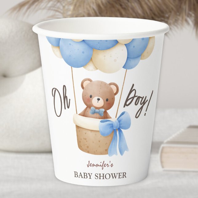 Gobelets En Papier Baby shower bleu bleu bleu Ours en peluche (Créateur téléchargé)