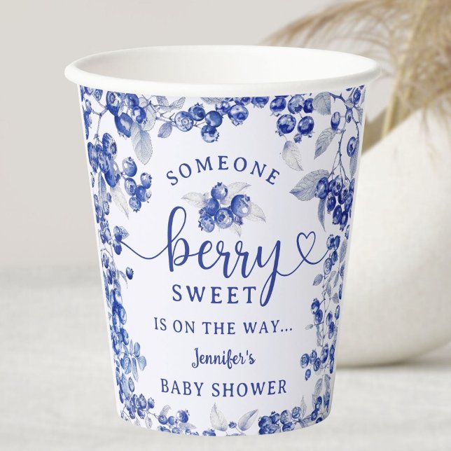 Gobelets En Papier Baby shower Bleu Toile De Jouy (Créateur téléchargé)