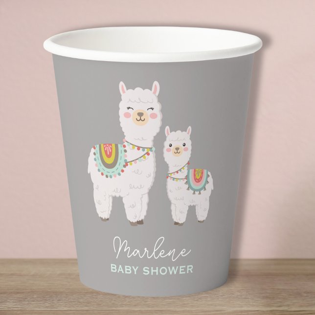 Gobelets En Papier Baby shower boho llama (Créateur téléchargé)