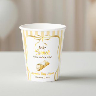 Gobelets En Papier Baby Shower Cannoli Saint Italien Ruban Jaune