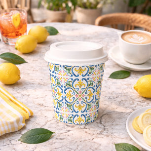 Gobelets En Papier Baby Shower Carrelage Bleu Italien