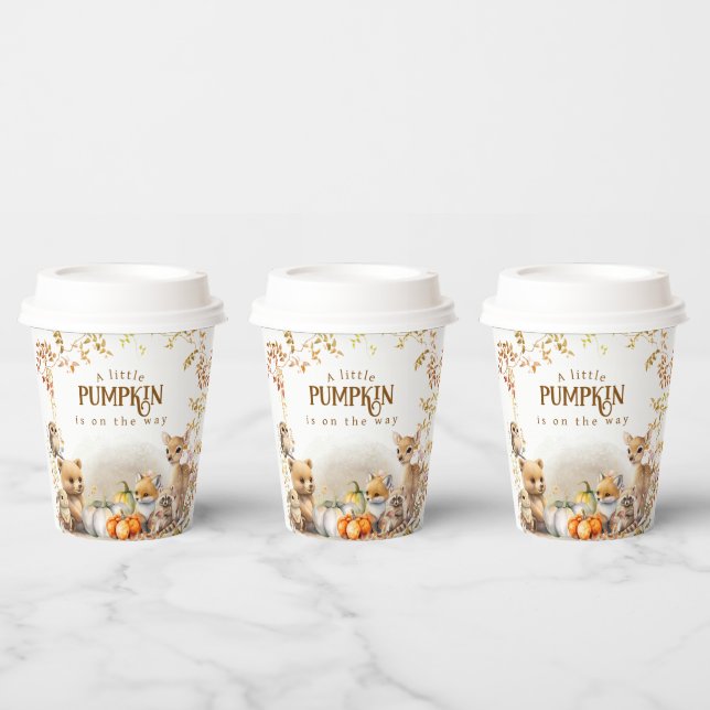 Gobelets En Papier Baby shower Citrouille de Fall Woodland Little (Multi)