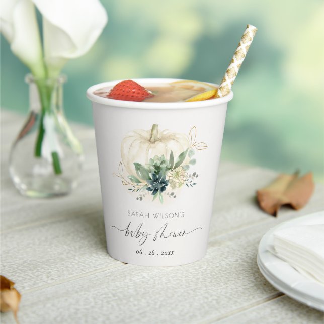 Gobelets En Papier Baby shower Citrouille succulent bleu bleu bleu Du (Insitu)