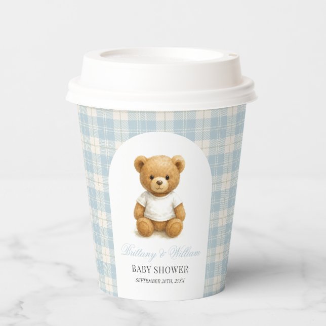 Gobelets En Papier Baby shower classique Preppy Teddy Bear (Recto)
