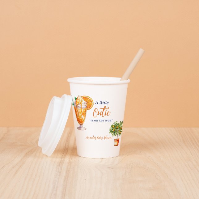 Gobelets En Papier Baby shower Cutie Orange Citrus Eté Glace Crème (Créateur téléchargé)